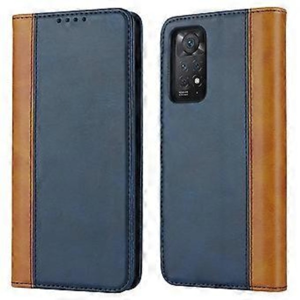 Xiaomi Redmi Note 11 Pro -kotelo, vasikanahkamainen pinta, 3 korttipaikkaa, väriyhdistelmä, nahkainen puhelimen suojakotelo (tyyli B)