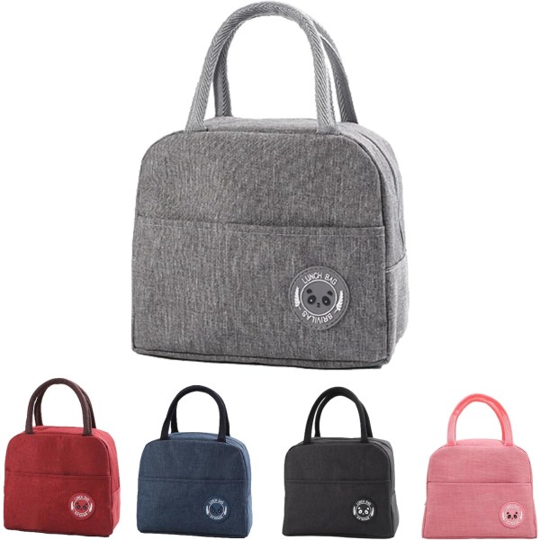 (Grå) Isolerad matväska Tygväska för kvinnor och barn, Cool Bag Lun