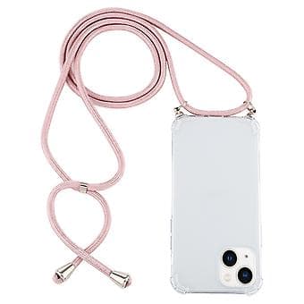 TPU-etui med snor for iPhone 15 Plus (Rosa)