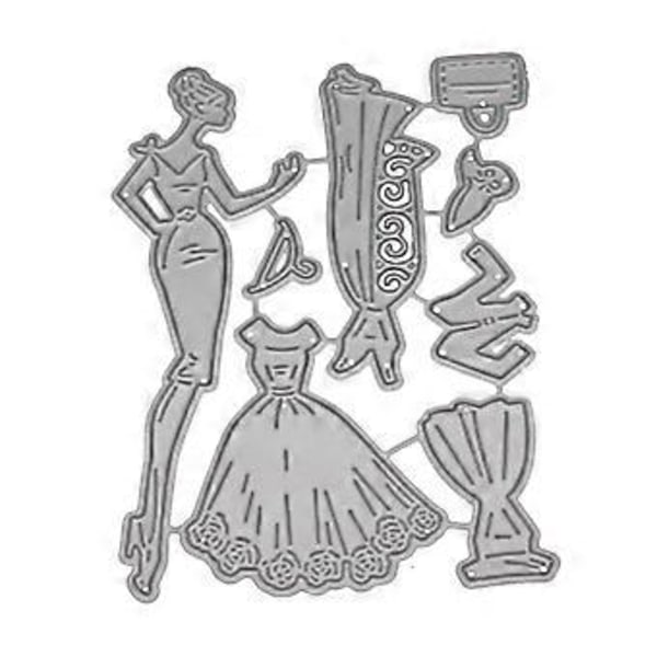Vacker Flicka Metallstansar Schablon DIY Scrapbooking Album Stämpel Papper Bil