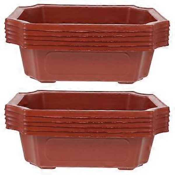 10 stk. Bonsai Potter Vintage Stil Plastik Bonsai Planter Voksende Potte Rektangulær Klassisk Blomsterpotte