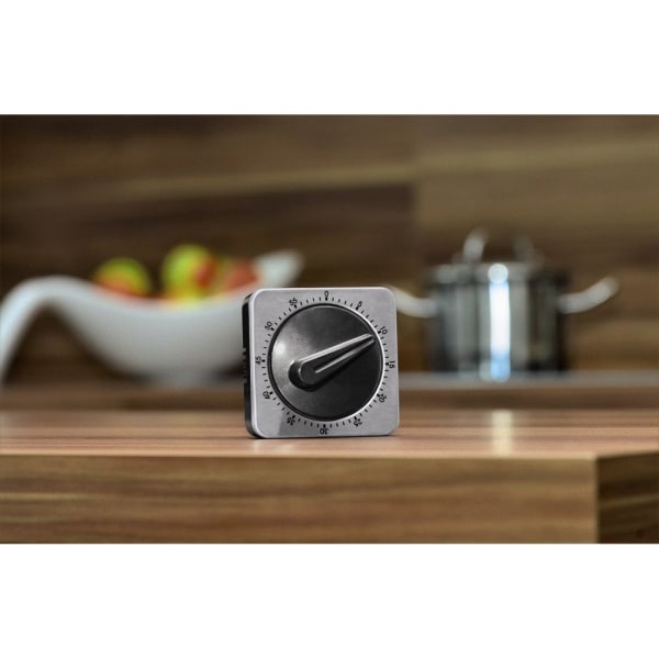 Mechanical kitchen timer (with timer function, hourglass, stainless steel) Silver/Black