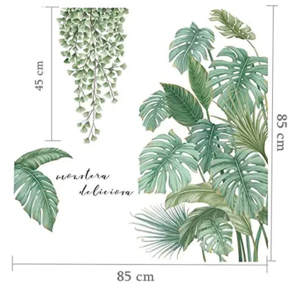 Tropical Plant Wall Stickers Wall Decals Dekorative Green Leave