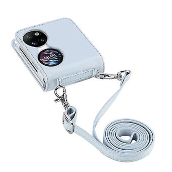 Diagonal Embosset Lommebok-etui for Huawei P50 Pocket (Sølv)