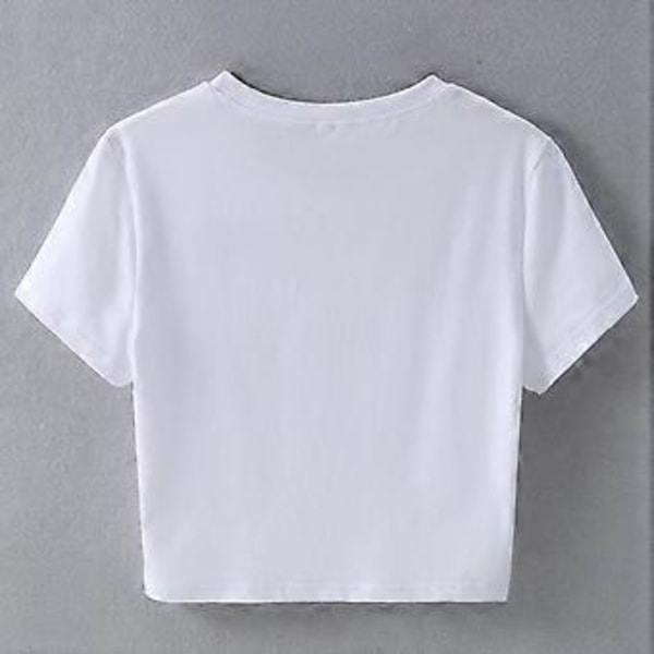 Naisten Söpö Kirjainpainettu Lyhythihainen Crop Top T-paita Pyöreä Kaula-aukko Slim Fit T-paidat Katumuoti Rento Kesätoppi Valkoinen M (M Valkoinen)