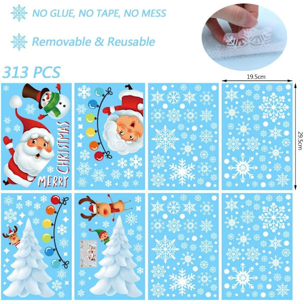 Jule Vindue Stickers 313 Stk, Snefnug Jule Dekoration