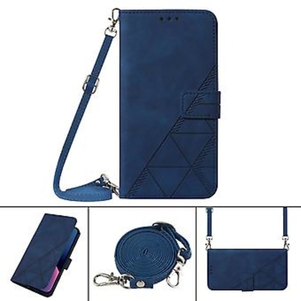 Crossbody-veske i lær for vivo V20 / V21e 4G (Blå)