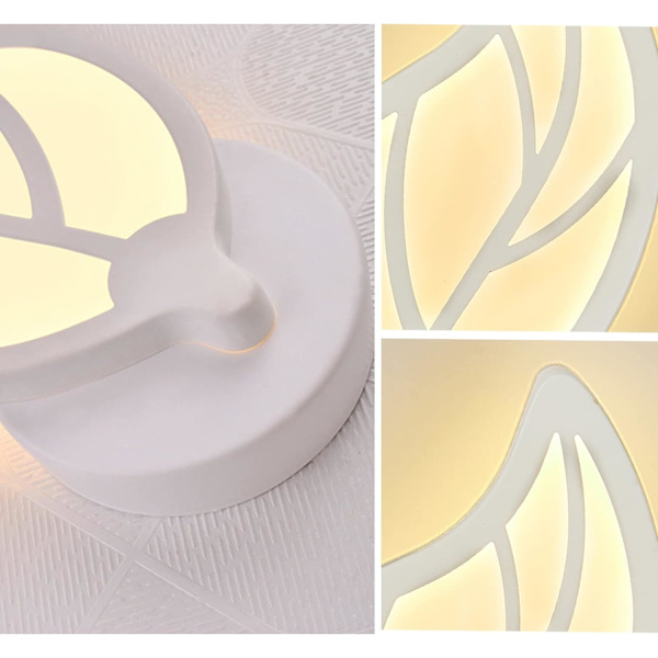 12W Vägglampor Inomhus, Akryl Vägglampa, Bladformad Vit LED