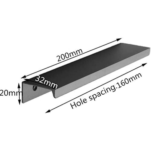 10 kpl musta keittiön kaapin laatikon kaapin kahva (160 mm, musta)