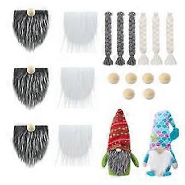 1 Set Tomte Tillbehör Tomteskägg Flätor Jul Träkulor Hantverksmaterial
