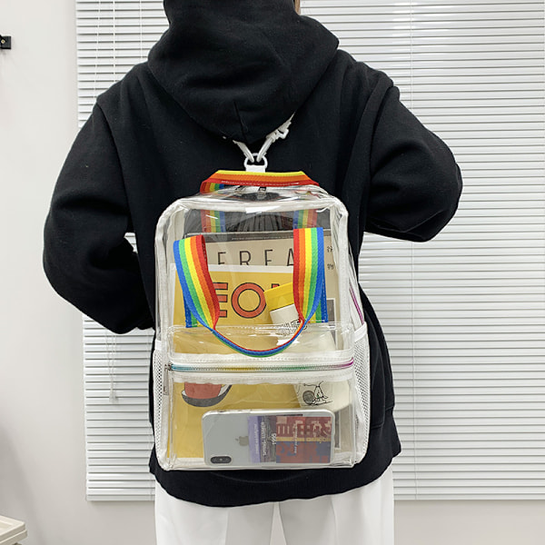 Läpinäkyvä Reppu Raskas PVC Läpinäkyvä Reppu Rainbow - Suuri