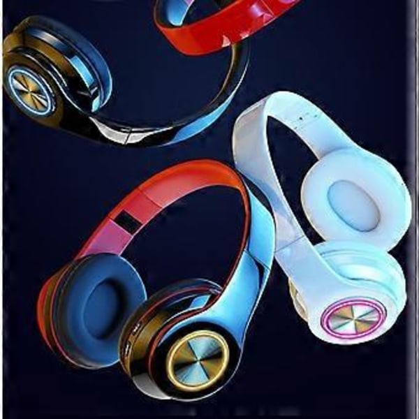 Bluetooth headset hodebøyle trådløs lysende fargerik pustelampe plugin-kort sammenleggbart headset (helt svart)