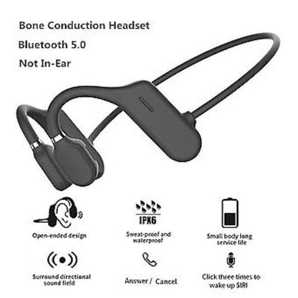 Open-Ear Løbe Bone Conduction Trådløse Hovedtelefoner Bluetooth 5.0 Øretelefoner (Sort)