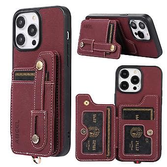 ABE Litchi Texture Kortpung PU-etui til iPhone 15 Plus (Lilla)