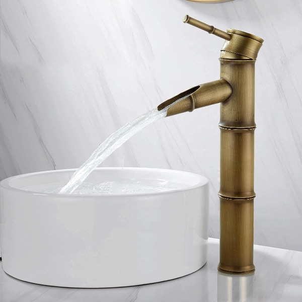1PC 3-ledade brytmunstycken hög bambu kran, vattenfall diskbänk mixer