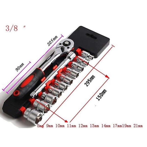 3/8\" Cr-V Universal Socket Torque Ratchet Wrench Kit for Veh