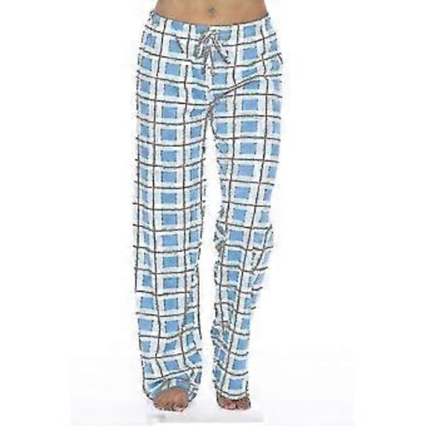 Women's Pajama Pants With Pockets, Women's Soft Flannel Check Pajama Pants Z (S blue)