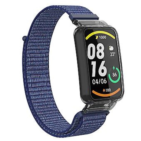 PC-etui + Nylon Loop-rem til Xiaomi Mi Band 7 Pro (Midnatsblå)
