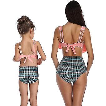 Pige Bikini Sæt To Dele Ruffle Falbala Badetøj Badetøj-e( Orange C)