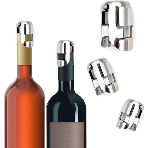 6 stycken flaskhållare, 3 stycken vinstoppare, 3 stycken Stainl