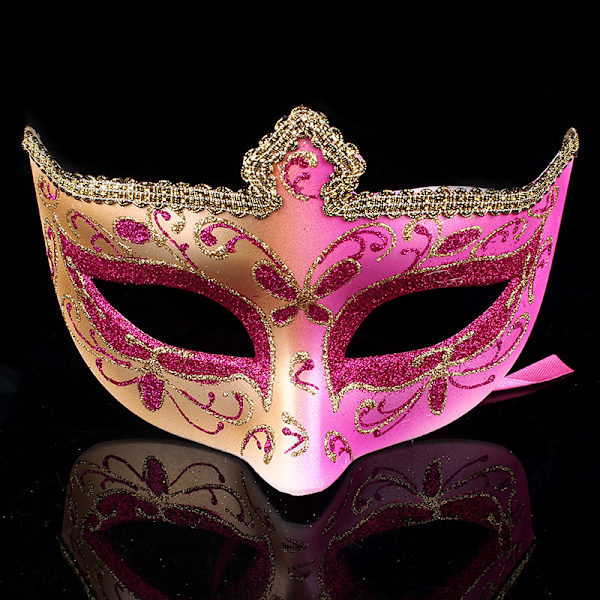 Masquerade-pitsi naamio, vaaleanpunainen, joustava, koristeet, naamiaiset,