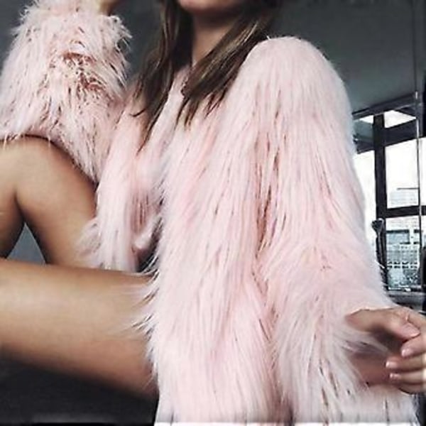 Pels Pelsfrakke Vinter Dame Pels Falsk Hvid Jakke Vinter (L pink)