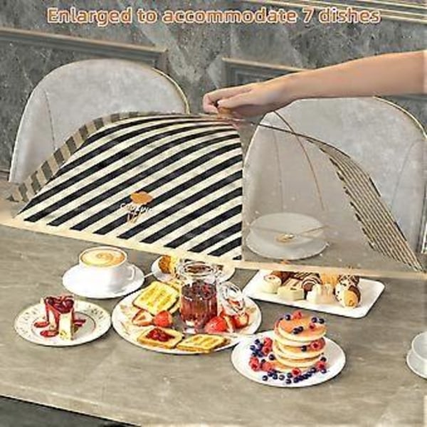 Bärbar Parasoll-Stil Matöverdrag Vikbart Nät Skydd Mat Parasoll-Tält Anti-Fluga Bord Måltidsöverdrag (Rektangulär 50x70cm Kaffe Rutiga)