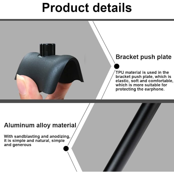 Hodetelefonstativ, Gaming Headset Holder, Skrivebordsholder for øretelefoner, Universell avtakbar aluminiumlegering