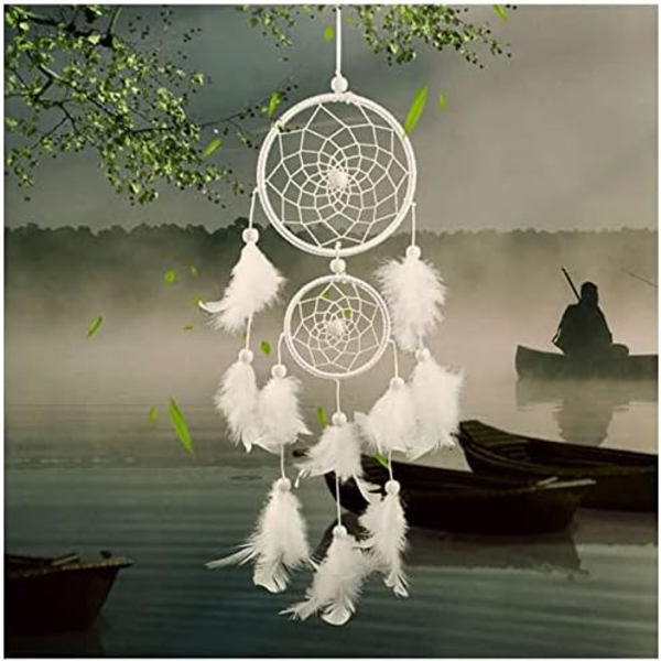 Blå drøm Plume Blanc To Ringe Dream Catcher Net, Gra