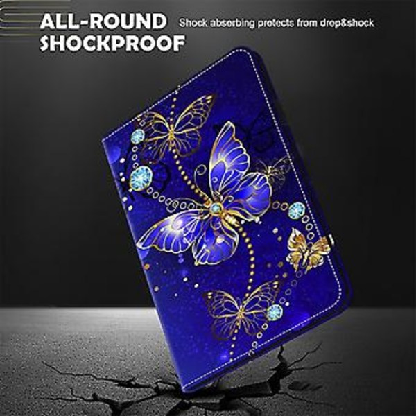 Malt farget lærveske for Lenovo Tab M10 3. generasjon (diamant sommerfugler)