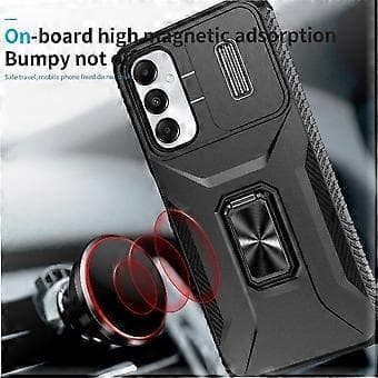 Etui til Samsung Galaxy A05S Ringholder Bilmagnet Stødsikker Linsebeskyttelse - Sort Black