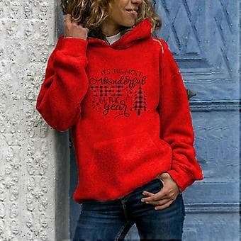 Dame Jul Oversized Hættetrøjer Fleece Hættetrøjer Casual Pullover Top Trendy Letvægts Efterår Vinter Tøj Pink L Pink L