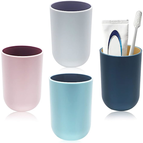 4 tandborstglas, återanvändbara vattenglas (ljusgrå, mörkblå, li*