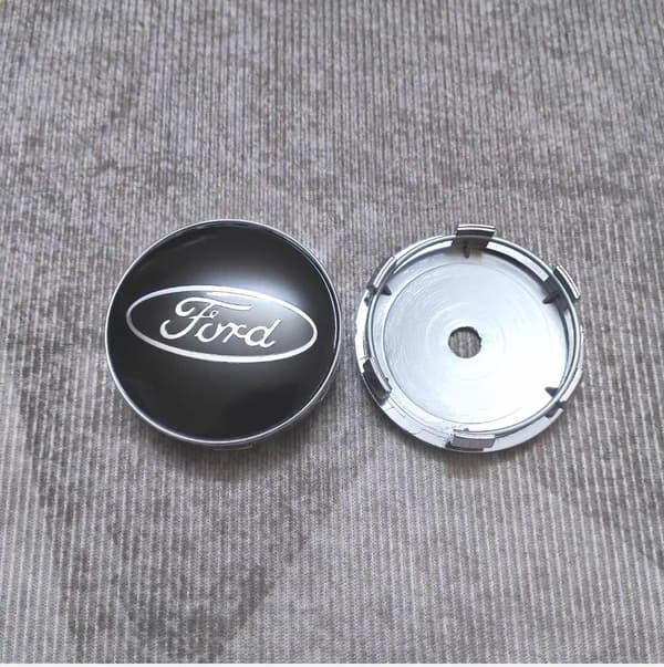 Uppsättning om 4: Silverdekaler för Ford eftermarknadsnavkapslar (60 mm hjul) Silver