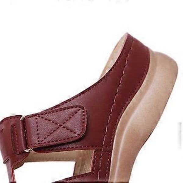 Dames Tykke Sål Stitch Sandaler Stor Størrelse Sommer Kile Tøfler (EU 40 Bourgogne)