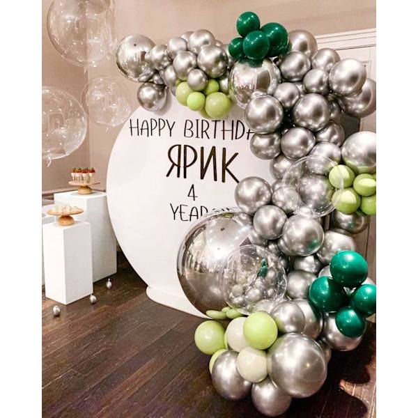 100-pack metalliska silverkromballonger i latex, 12\" runda helium