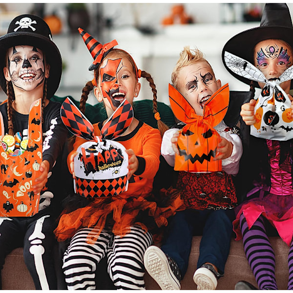 Pastell gresskar + 14*23 Halloween godteripose, 100 stk i plastboks