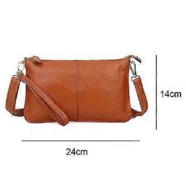Äkta Läder Dam Crossbody Väska, Trendig och Mångsidig Enkel Axelväska (Jordig gul)