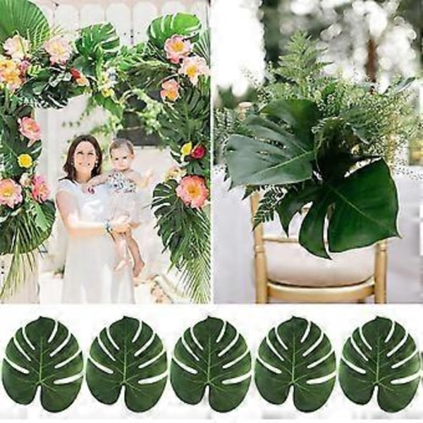 30 st Simulerade Monstera Blad Dekoration Realistiska Gröna Blad Ornament Konstgjorda Växter Blad Prydnad Kreativ Dekoration Tillbehör för Hemmet (Grön 8 Tum