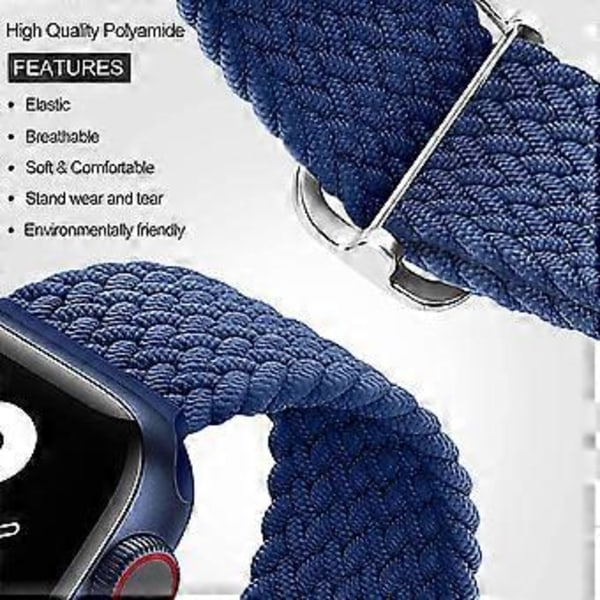 Stretchable Nylon Solo Loop-bånd Kompatibel med Apple Watch 45mm 44mm 42mm for Kvinner og Menn, Justerbar Elastisk Flettet Rem Sport Wristbands for iW