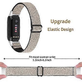 Elastisk Nylon Urrem Solo Loop Justerbar Udskiftningsrem Kompatibel Med Fitbit Luxe (Guld)