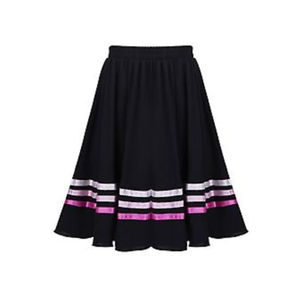 100% Ny, Barn Hel Cirkel Lång Kjol Balett Dansklänning Scenföreställning Danskläder (170 Svart-Rosa)