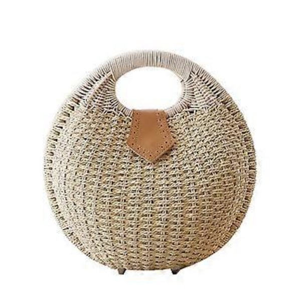 Rattan Håndveske Moderne Strå Skallform Oppbevaringsveske for Kvinner Dame (Beige)