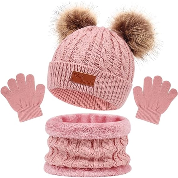 Varm halsduk och handskar Set för barn, Toddler Vinterstickat Ne