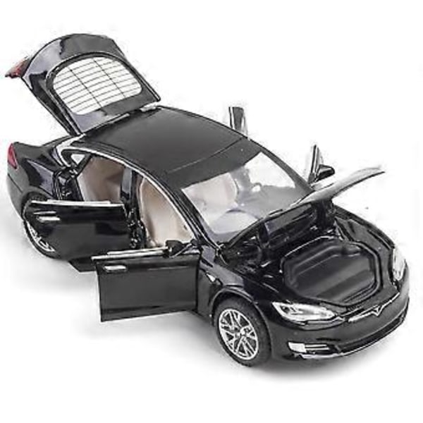 Tesla Model S -automallin lelu valoilla ja avattavalla ovella, musikaalinen simulaatioajoneuvo (Punainen)