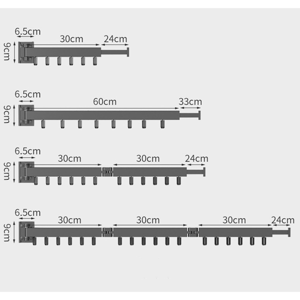 Foldbar Indendørs Tøjstativ i Aluminium, 3 Lag