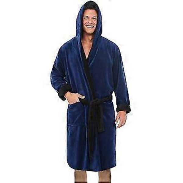 Herre Hætte Fleece Morgenkåbe (4XL Navy Blå)