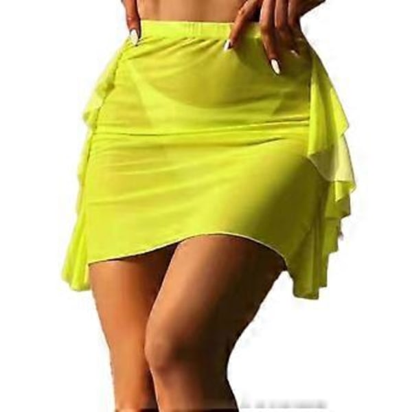 Dame Badedragt Dækker Strand Dækker Semi-Sheer Sarong Badedragt Dækker Kort Bikini Wrap Nederdel til Badetøj Gul M(M Gul)