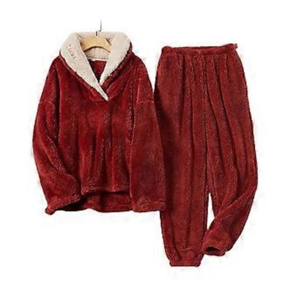 Dam Fluffig Pyjamas Set Nattlinne/YY(M Röd)