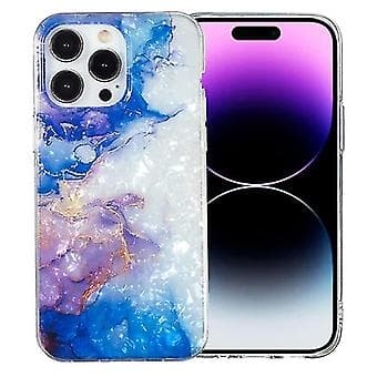 Til iPhone 15 Pro Imd Shell Mønster Tpu Telefon Cover (Himmelblå Lilla Marmor)